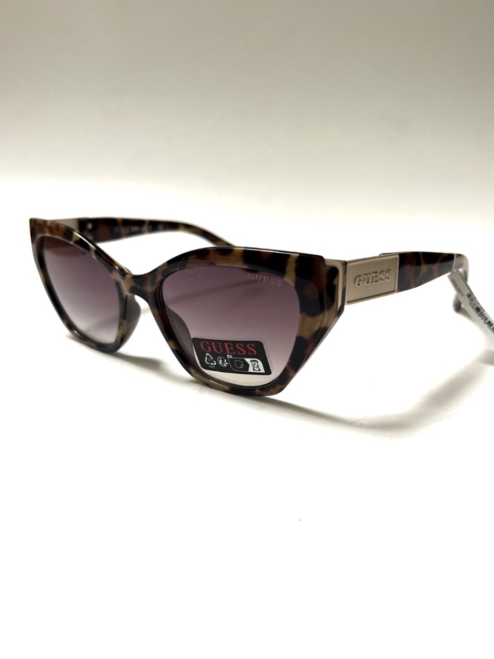 New GUESS Cat Eye Sunglasses GO00090 Acetate Leopard Logo Gold Detail